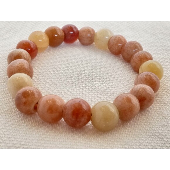 Healing 14 mm Carnelian Beaded Stretch Bracelet 7.25"+ - Picture 1 of 6